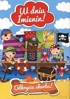 Karnet "W dniu Imienin! Odkrycia skarbu!"