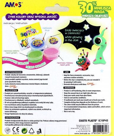 Ciastoplasto 4 kolory Fluo
