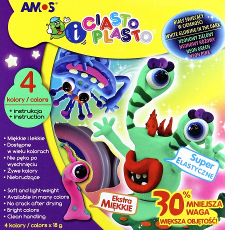 Ciastoplasto 4 kolory Fluo