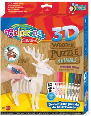 COLORINO Puzzle drewniane 3D Jeleń [PUZZLE]