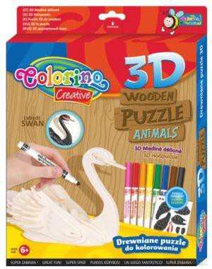 COLORINO Puzzle drewniane 3D Łabędź [PUZZLE]