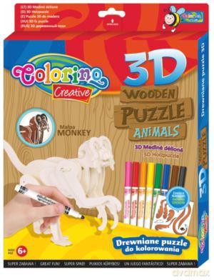COLORINO Puzzle drewniane 3D Małpka [PUZZLE]