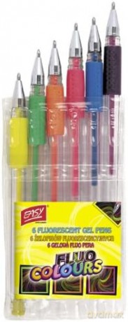 Długopisy żelowe Fluo 6 kolorów