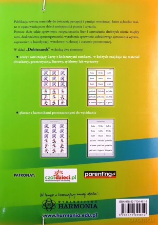 Dobieranki. Pomoc terapeutyczna do ćwiczeń percepcji wzrokowej na materiale obrazkowym, geometrycznym, literowym, sylabowym i wyrazowym - Małgorzata Podleśna (twarda) [KSIĄŻKA]