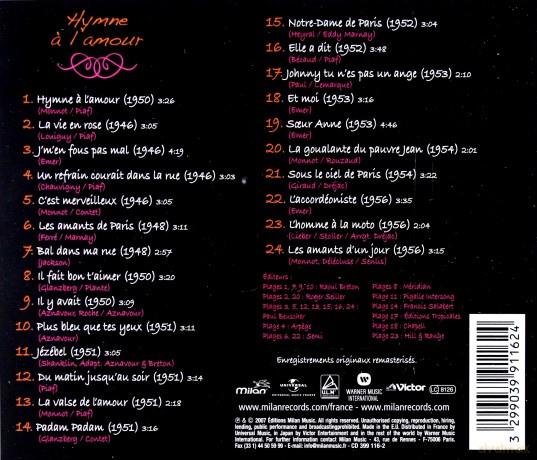 Edith Piaf: Hymne A L'amour [CD]