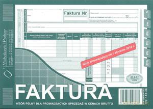 Faktura VAT A5 143-3E Pełna brutto