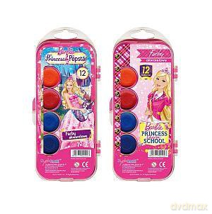 Farby akwarelowe 12 kolorów Barbie