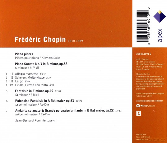 Jean-Bernard Pommier: Chopin: Sonate Op.3,Fantasie Op.4 [CD]