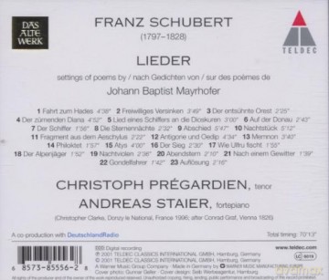 Pregardien/Staier: Schu: Mayrhofer Lieder [CD]