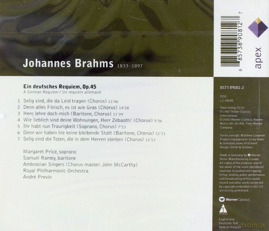 Previn/Royal Philharmonic Orch: Brahms: German Requiem Op.45 [CD]