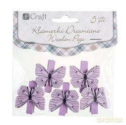 Klamerki drewniane Motylki Lilac