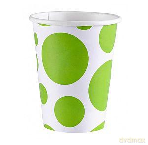Kubki papierowe 266 ml zielone grochy