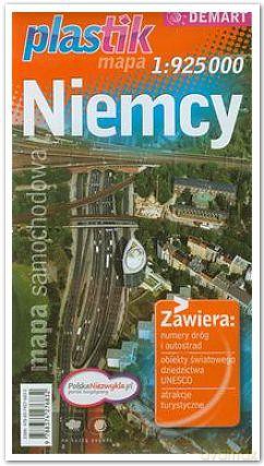 Niemcy plastic mapa samochodowa 1:925 000