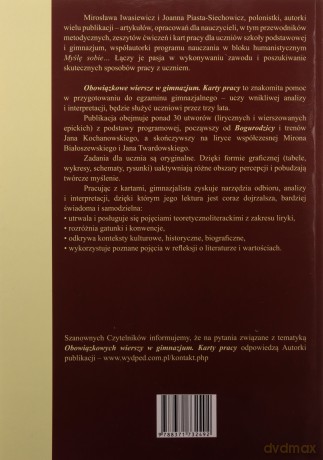 Obowiązkowe wiersze w gimnazjum. Karty pracy. - Joanna Piasta-Siechowicz, Mirosława Iwasiewicz [KSIĄŻKA]