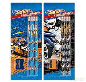 Ołówki z gumką na blistrze z temperówką Hot Wheels