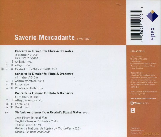 Rampal,Jean-Pierre/Scimone,C.: Merc: Flotenkonzerte [CD]
