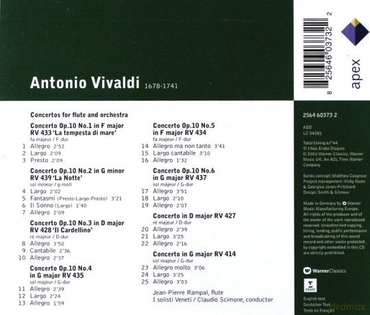 Rampal/Scimone/Isv: Viva: Flotenkonzerte Op.10 [CD]