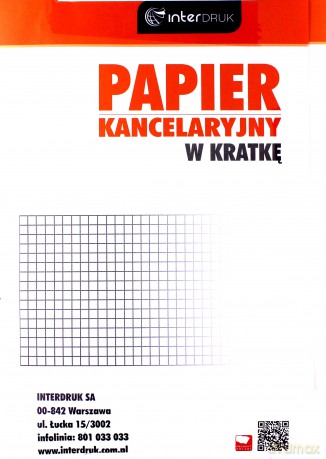 Papier kancelaryjny A4 w kratkę 500 arkuszy