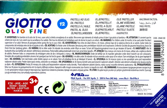 Pastele olejne 12 kolorów