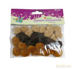 Pompony dekoracyjne brązowy mix