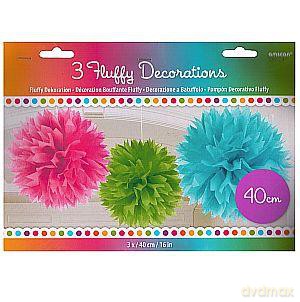 Puszysta dekoracja 40 cm tęczowa