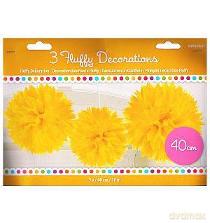 Puszysta dekoracja 40 cm żółta