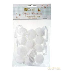 Puszyste bombki 3 cm białe