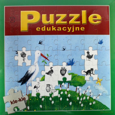 Puzzle Logopedyczne - Bocian Klemens Kle - Kle.Wyrazy dźwiękonaśladowcze, - głoski: j, ł, ch, n, m [PUZZLE]