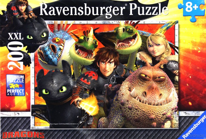 RAVENSBURGER 200 el. XXL - Ja wytresować smoka 2: Hicks, Astrid i smoki [PUZZLE]
