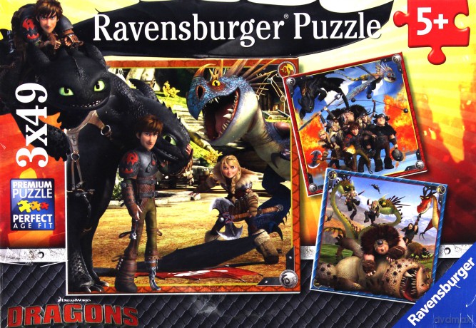RAVENSBURGER 3x49 el. - Jak wytresować smoka [PUZZLE]