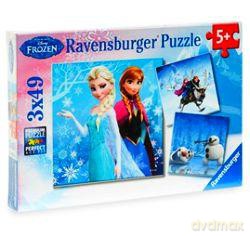 RAVENSBURGER 3x49 el. - Kraina Lodu: Zimowe przygody [PUZZLE]