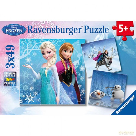 RAVENSBURGER 3x49 el. - Kraina Lodu: Zimowe przygody [PUZZLE]