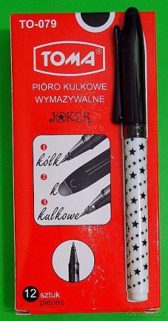 Pióro kulkowe wymazywalne Joker czarne
