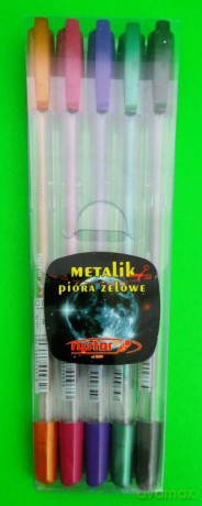Pióro żelowe- etui metalik 5 sztuk