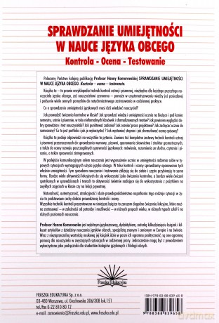 Sprawdzanie umiejętności w nauce języka obcego. Kontrola - Ocena - Testowanie - Hanna Komorowska [KSIĄŻKA]