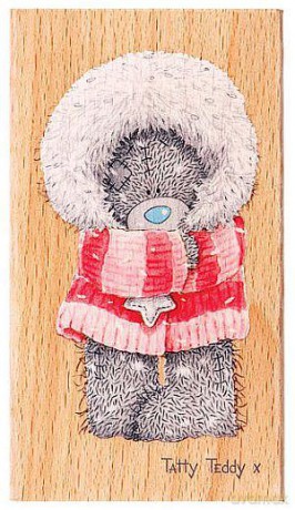 Stempel gumowy Winter Wonderland otulony miś 9 cm
