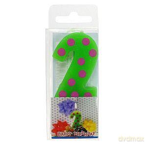 Świeczka urodzinowa cyferka piker Grochy "2"