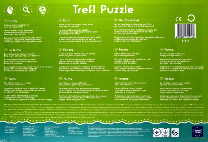 TREFL 15 el. Puzzle ramkowe Farma [PUZZLE]