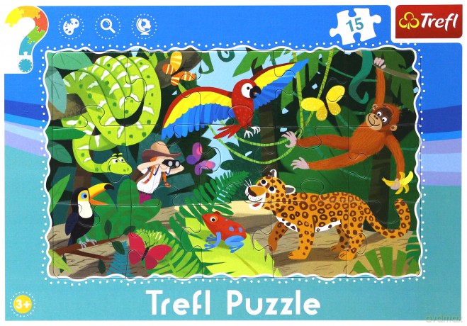 TREFL 15 el. Puzzle ramkowe Las tropikalny [PUZZLE]
