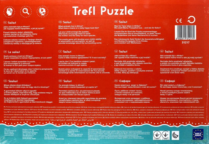 TREFL 15 el. Puzzle ramkowe Safari [PUZZLE]