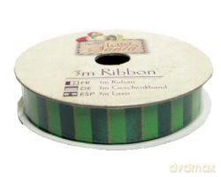 Tasiemka satynowa Letter to Santa 3m Green Stripe