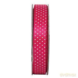 Tasiemka satynowa w kropki - Fuchsia