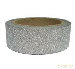Taśma dekoracyjna papierowa washi 15 mm x10m - Brokatowa srebrna