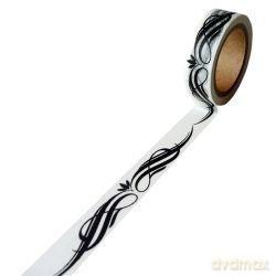 Taśma dekoracyjna papierowa washi 15 mm x10m - Czarny ornament III