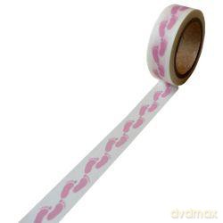 Taśma dekoracyjna papierowa washi 15 mm x10m - Różowe stopy