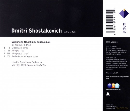 Mstislav Rostropovich/Lso: Shos: Symphony No.10 In E Minor [CD]