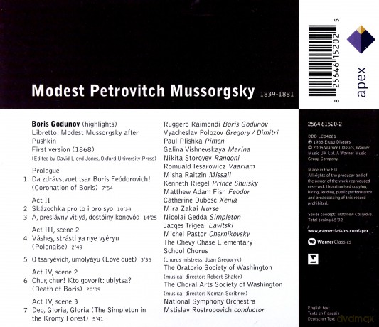 Mstislav Rostropovich/Nso: Muss: Boris Godunov-Highlights [CD]