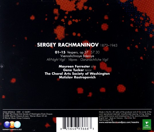 Rostropovitch/Choral Arts Soci: Rachmaninov: Vespers [CD]
