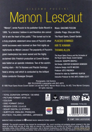 The Royal Opera Covent Garden: Puccini: Manon L'escaut [DVD]