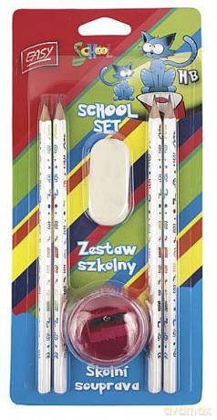 Zestaw 4 ołówków + temperówka i gumka